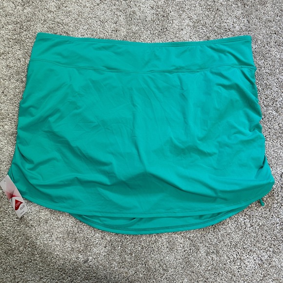 NEW Lands' End Swim Skort Skirt Ruched Swimsuit Bottom Plus Size 24W Green - Picture 3 of 5